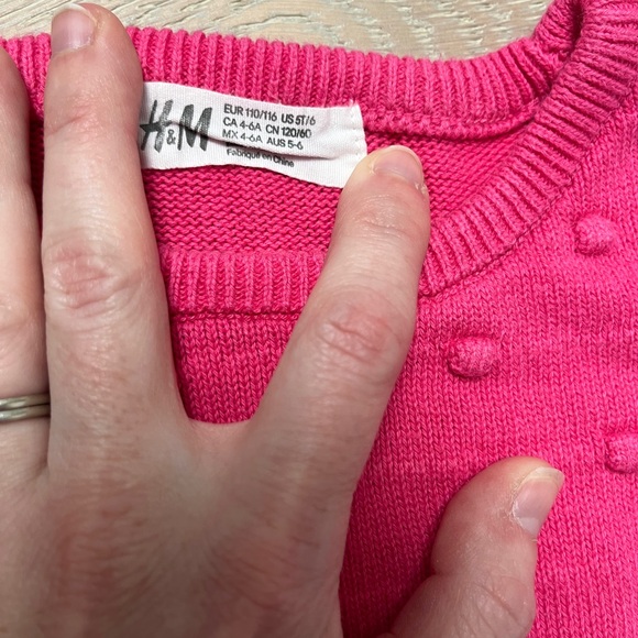 H&M. Girls size 5T. Hot pink Pom Pom sweater. - Picture 2 of 2